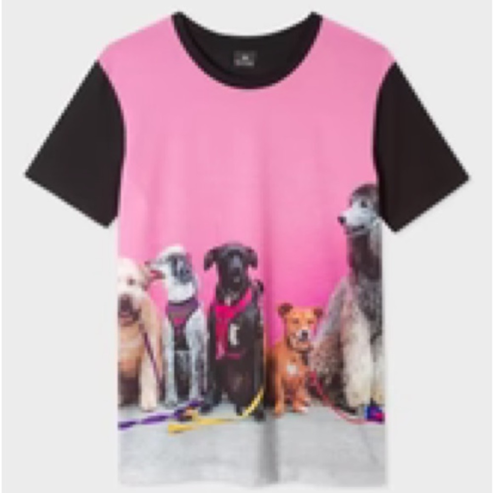 Paul Smith Pink and Black Dog Print T-Shirt - New without tags